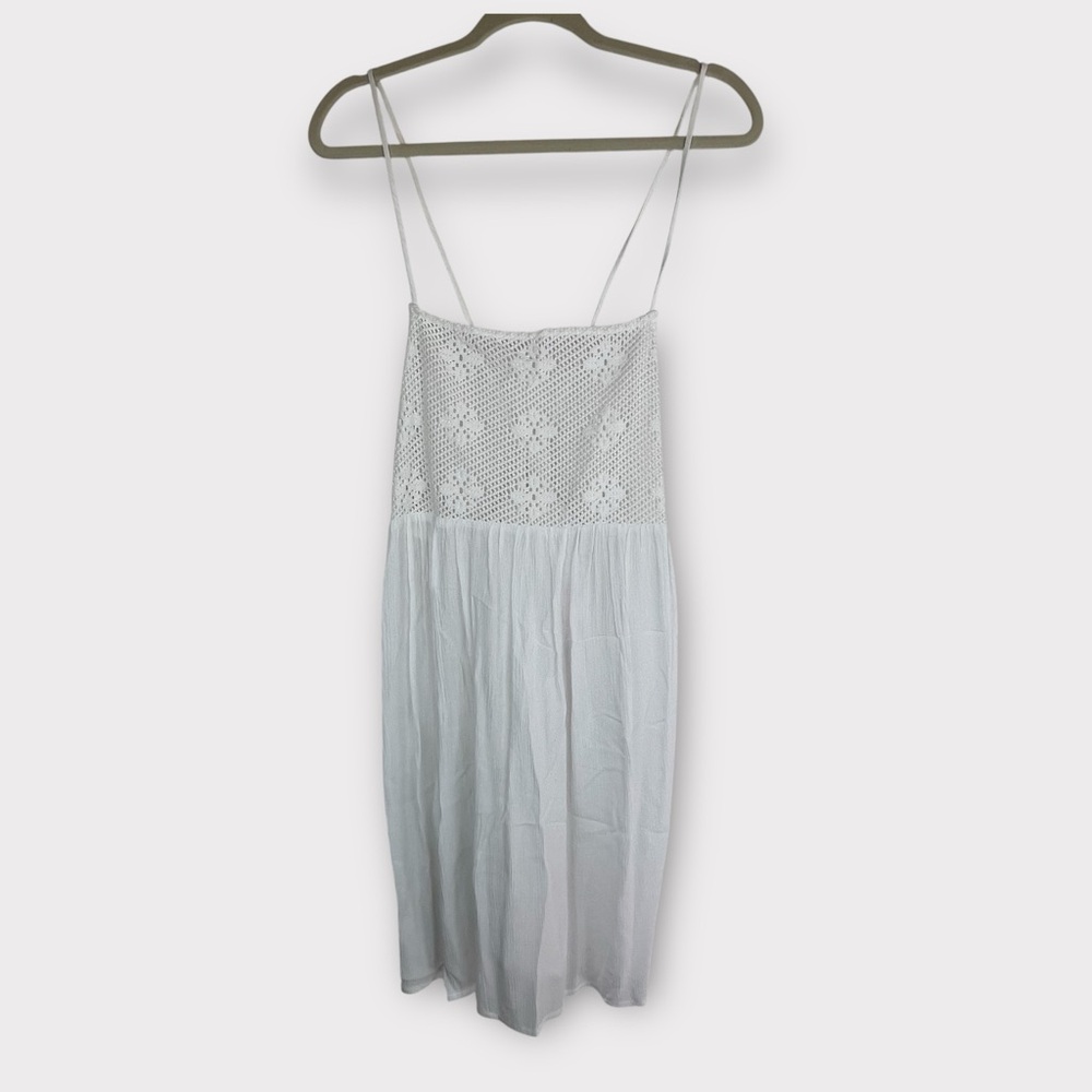 🤍 Exhilaration White Crochet Lace Swim Cover-Up – Size XL